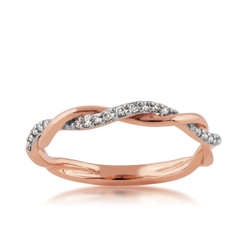 14kt Rose Gold Twist Diamond Band