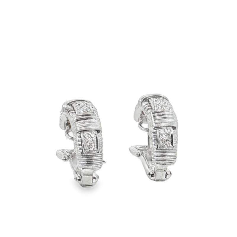 Roberto Coin Ridged Hoop 0.50ctw Diamond Earrings, 18kt White