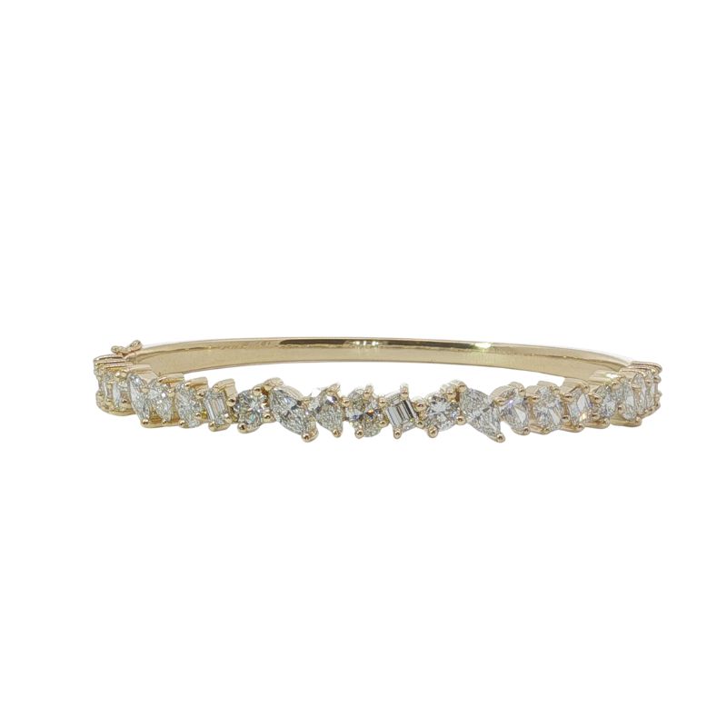 6.00ctw Alternating SHapes Diamond Bangle, 14kt Yellow