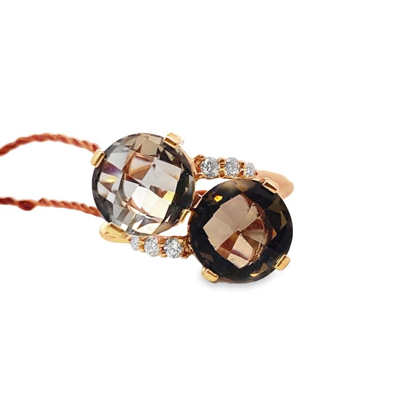 Alfieri & St John Smokey Topaz and Diamond Ring, Model #20028241, 18kt