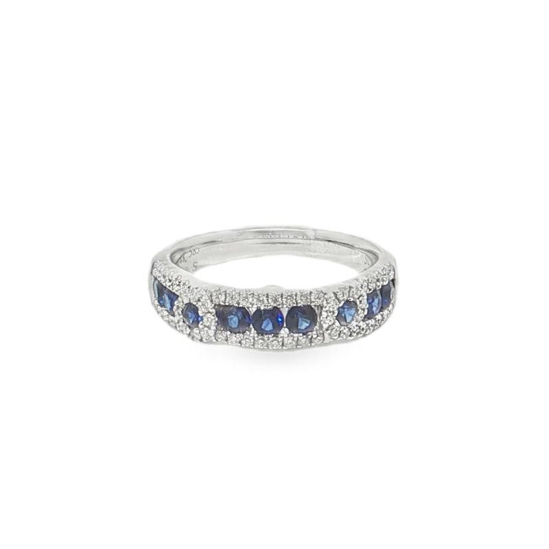 Serj & Sons Sapphire and Diamond Papperclip Band, 14kt White