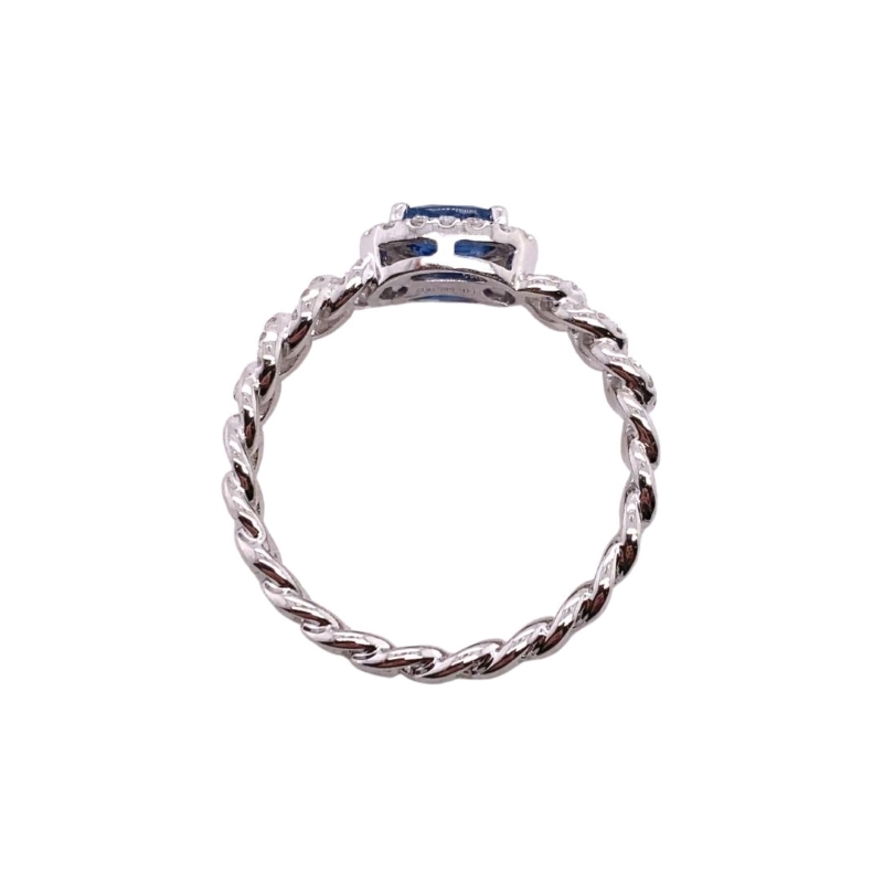 Diamond Cable Ring with Blue Sapphire Center - Image 3