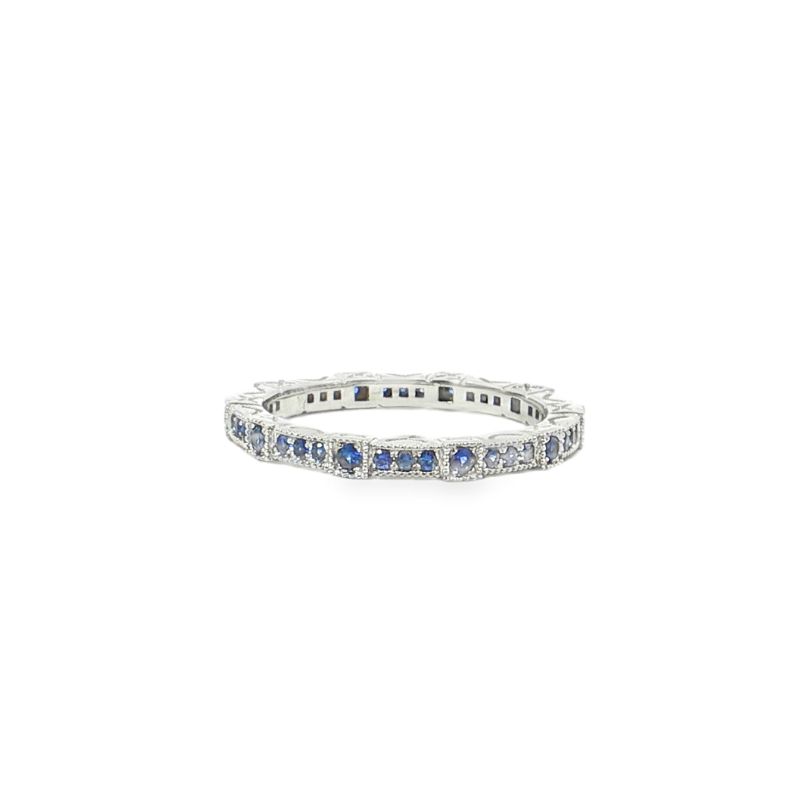 0.40ctw, Sapphire Milgrain Stackable Band, 14kt White Gold