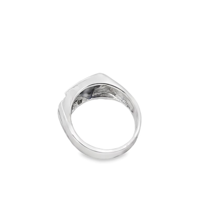 Triangle Onyx with 3 Round Diamond Gents Ring - Image 2