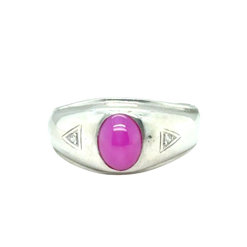 Vintage Star Ruby Ring, 10kt White