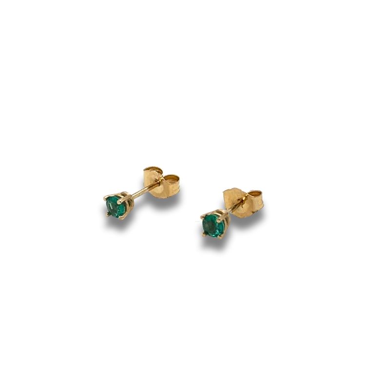 .20ctw A Quality Round Emerald Studs, 14kt - Image 2