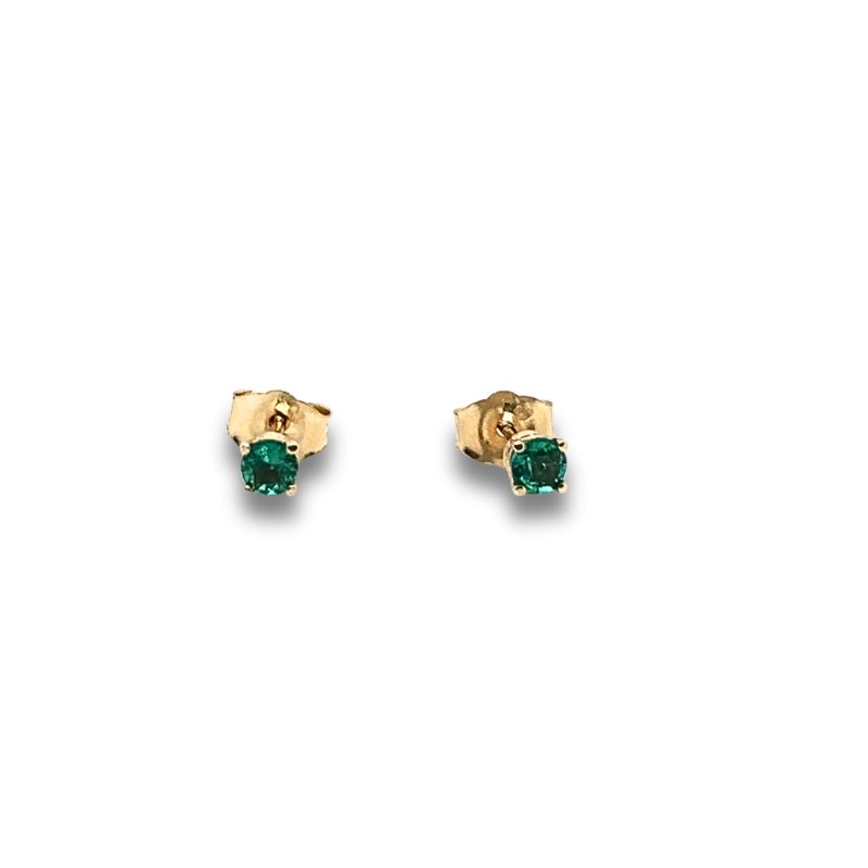 .20ctw A Quality Round Emerald Studs, 14kt