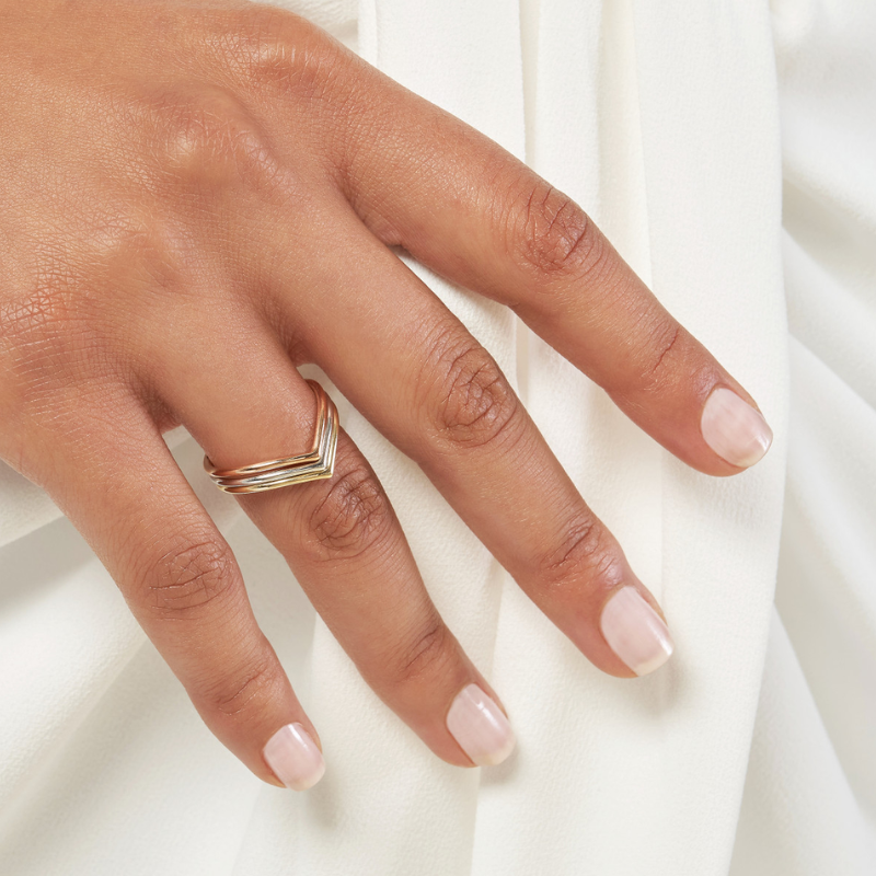 Chevron Wire Ring in 14KT Yellow Gold - Image 2