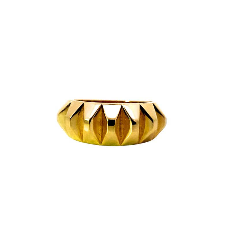 Bold Wide Band Pyramid Style Crafted in 14KT Yellow Gold