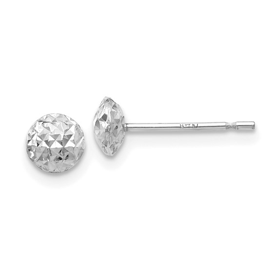 5mm Puff Circle Stud Earrings, 14kt White Gold