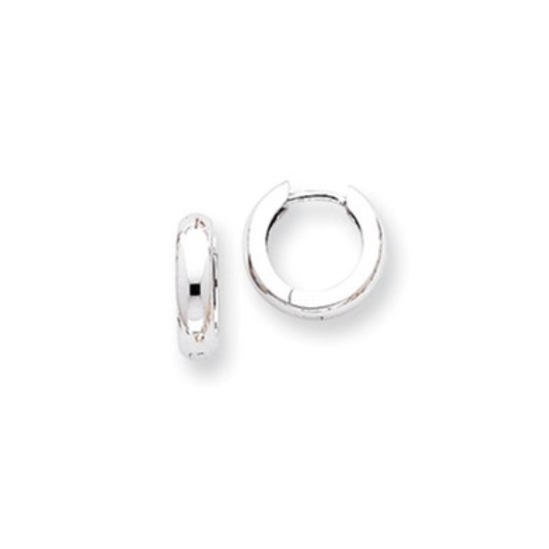 14.25mm High Polished Huggies. 14kt White Gold