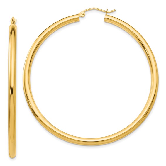 Large Polished Hoop Earrings, 14kt Yellow Gold