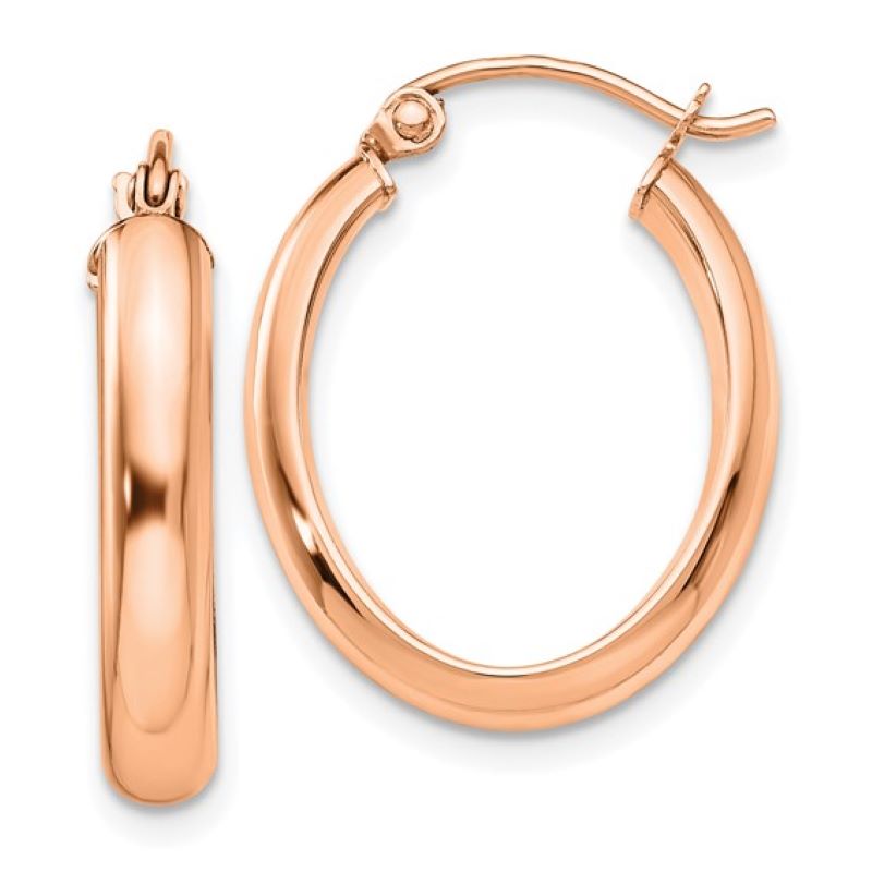 22mm Polished Oval Hoops Earrings, 14kt Rose Gold