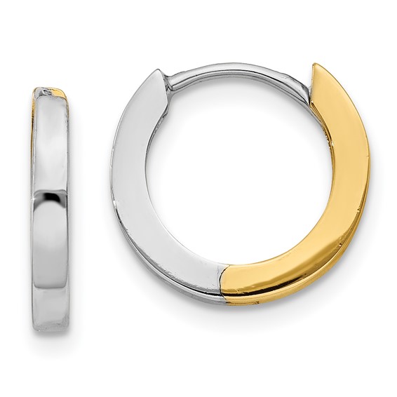 Two-Tone Hinged Round Huggies, 14kt Gold