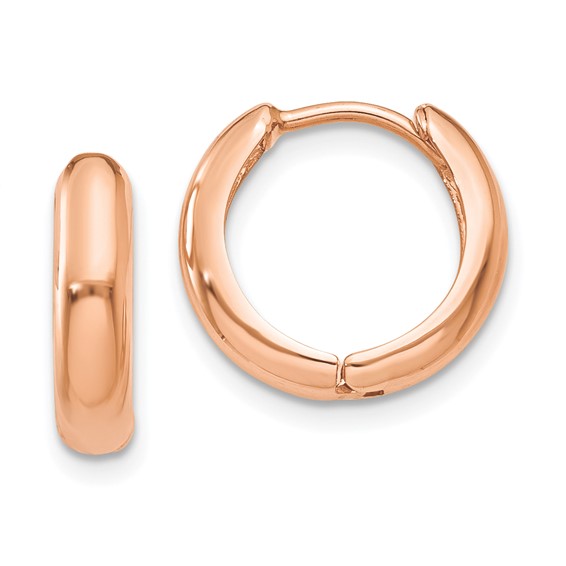 Small Hinge Huggies, 14kt Rose Gold