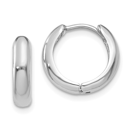 Small Hinged Hoop Earrings, 14kt White Gold