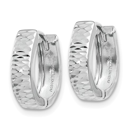 Textured and Polished Hinged Huggies, 14kt White Gold - Image 2