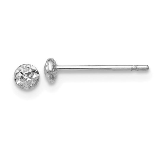 3mm Puff Circle Studs, 14kt White Gold