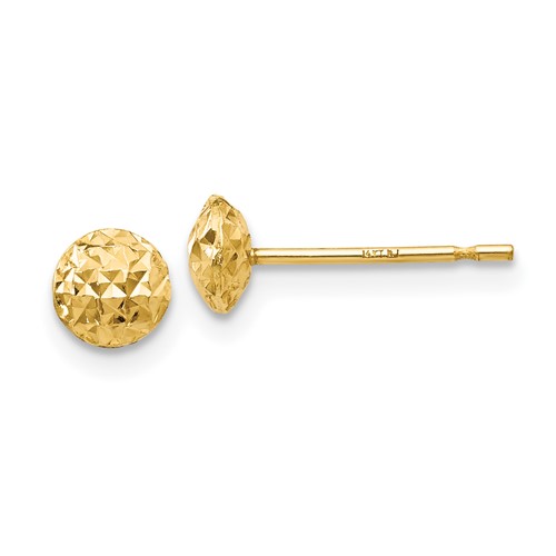 5mm Circle Puff Post Studs, 14kt Yellow