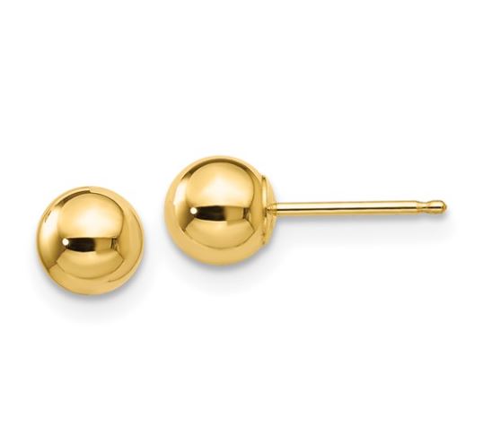 Medium Round Ball Studs, 14kt Yellow