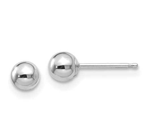 Small Ball Studs, 14kt White
