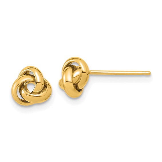 Love Knot Stud Earrings, 14kt Yellow