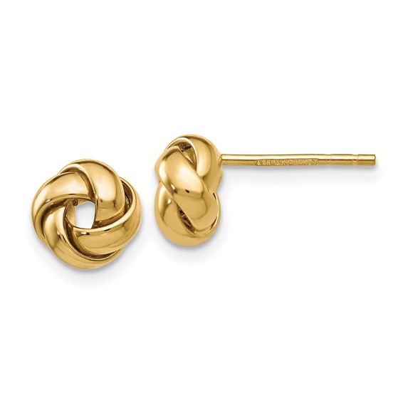 8mm Love Knot Earrings, 14kt Yellow