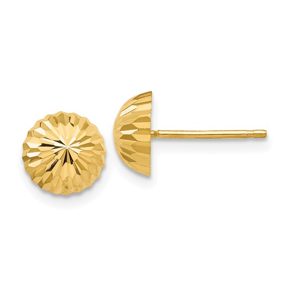Dome Diamond Cut Ball Earrings, 14kt Yellow