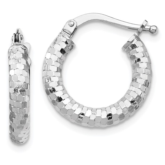Diamond Cut Hoop Earrings, 14kt White Gold