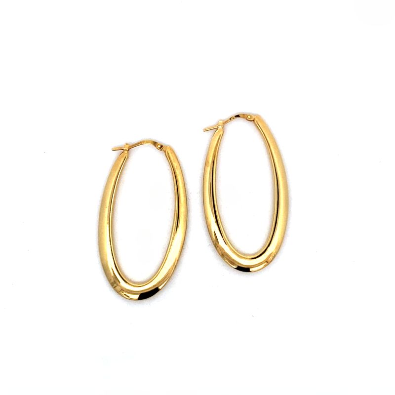 14KT Yellow Gold Oval Hoop Earrings