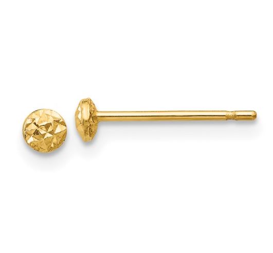 3mm Puff Circle Earrings, 14kt Yellow