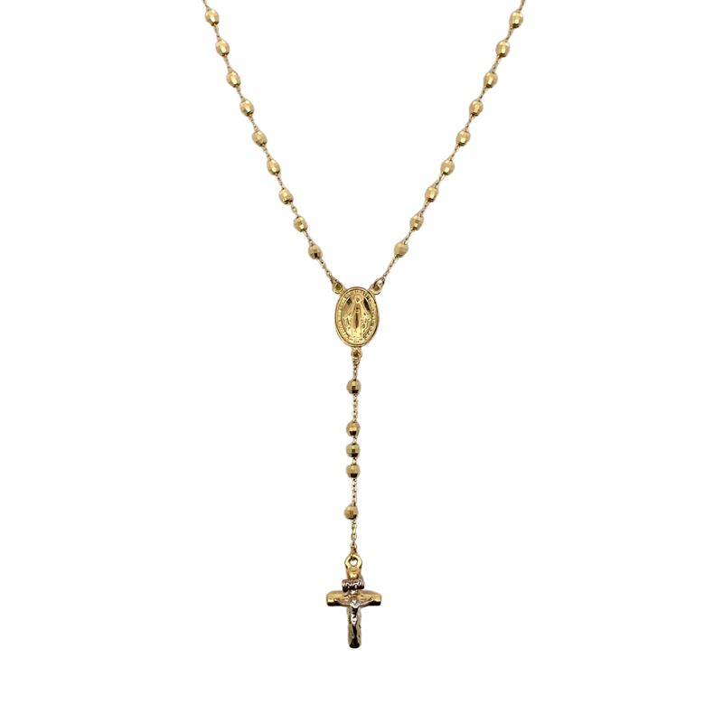 Diamond Cut Beaded Rosary, 14kt Yellow Gold