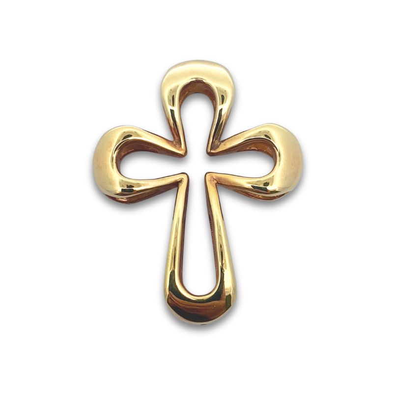 Large Modern Open Design Bubble Cross, 14kt Yellow