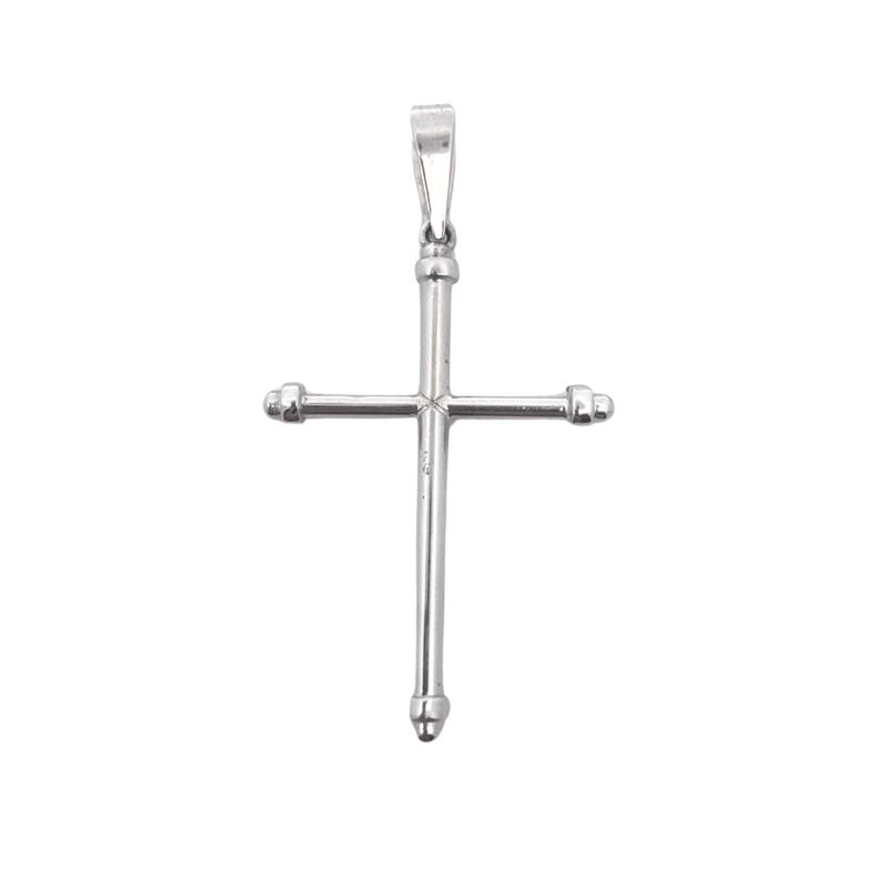 Large Polished Tube Cross, 14kt White