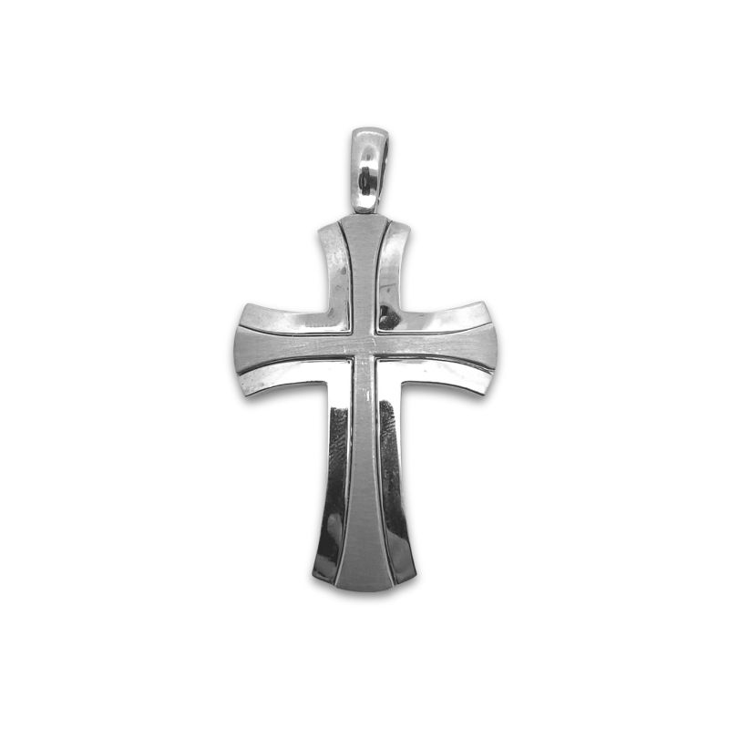Large Flared Multi-Finished Cross, 14kt White