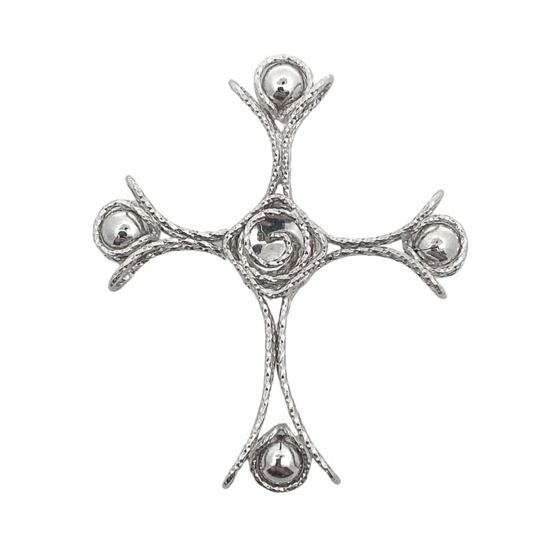 LargeFancy Wire Cross, 14kt White