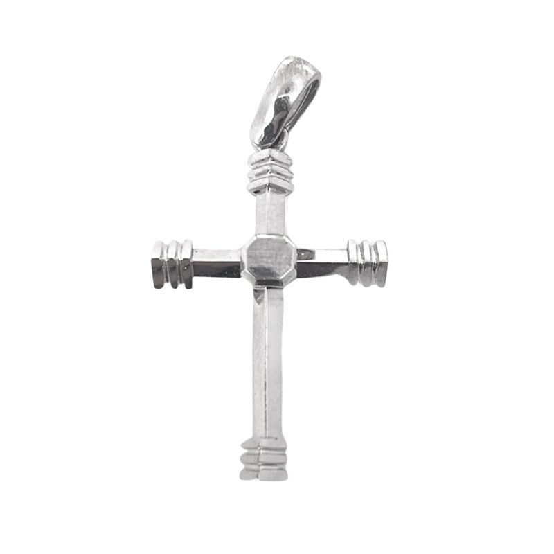 Medium High Polish Cross with Square Edges, 14kt White