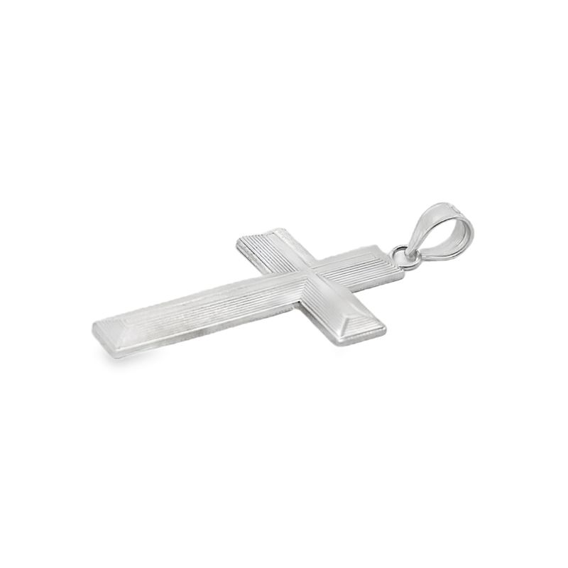 Machine Lined Squared Cross, 14kt White - Image 2
