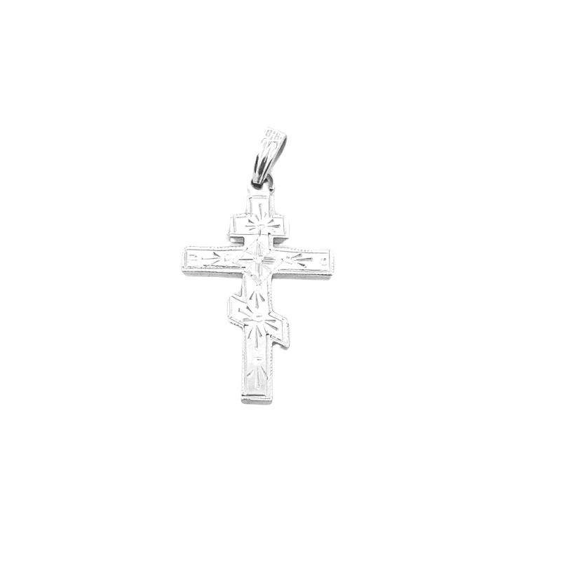 Small Eastern Orthodox Cross, 14kt White