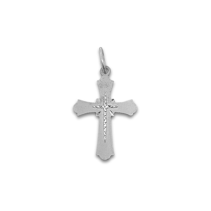 Medium Diamond-Cut Accented Cross, 14kt White