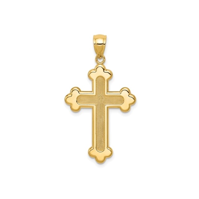 Mid-Size Polished Budded Cross, 14kt Yellow Gold