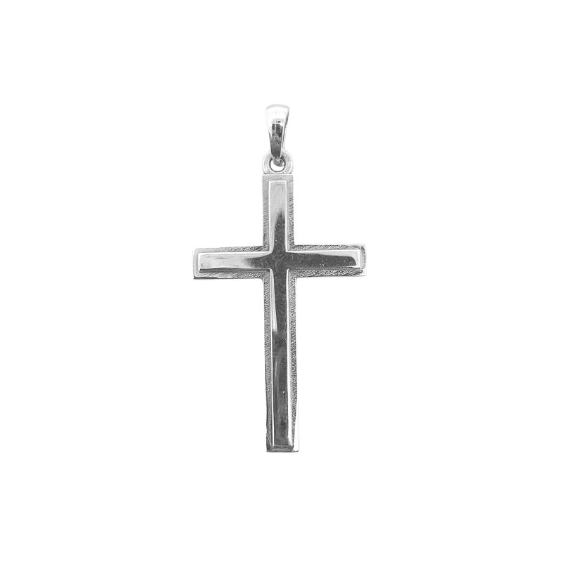 Large Double Layer Cross, 14kt White