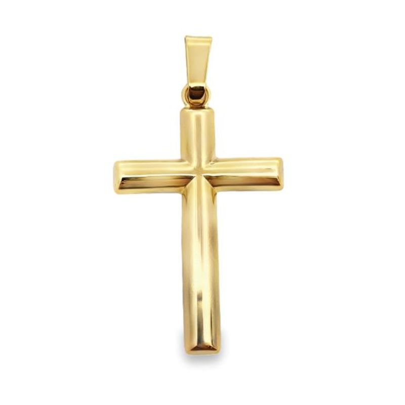 Large Polished 45mm Cross, 14kt Yellow