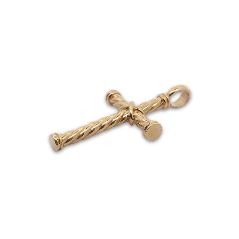 Solid Twisted Mid-Size Cross, 14kt Yellow - Image 2