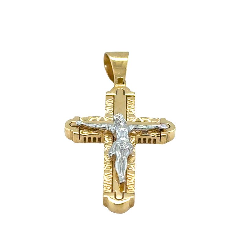 Two Tone Crucifix with Cross Pattern Gallery Back