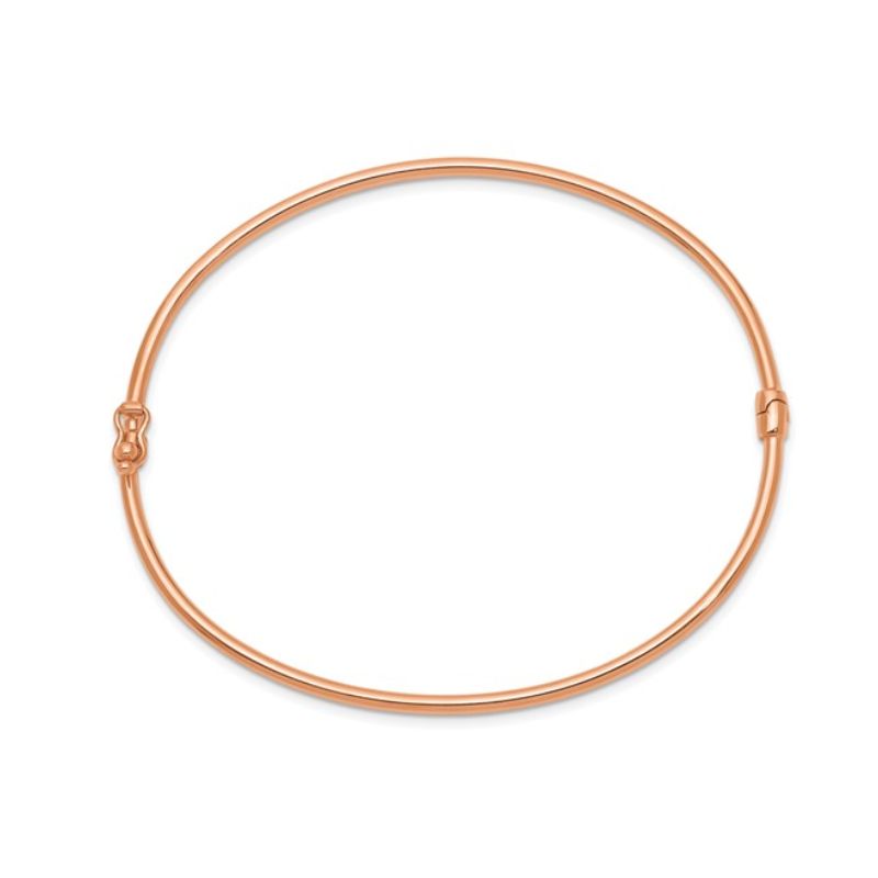 Polished 2mm Oval Bangle Bracelet, 14kt Rose Gold