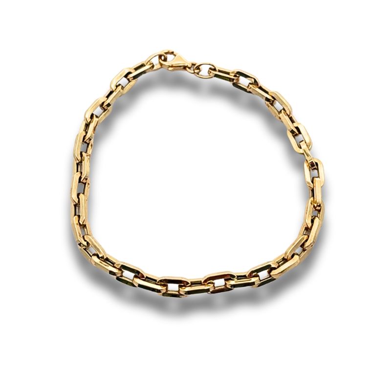 4.5mm Wide Square Cable Link Bracelet, 14kt