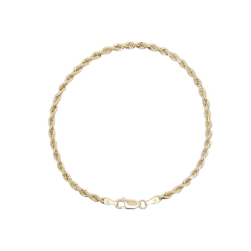 3.0mm Solid Diamond cut Rope Bracelet, 14kt