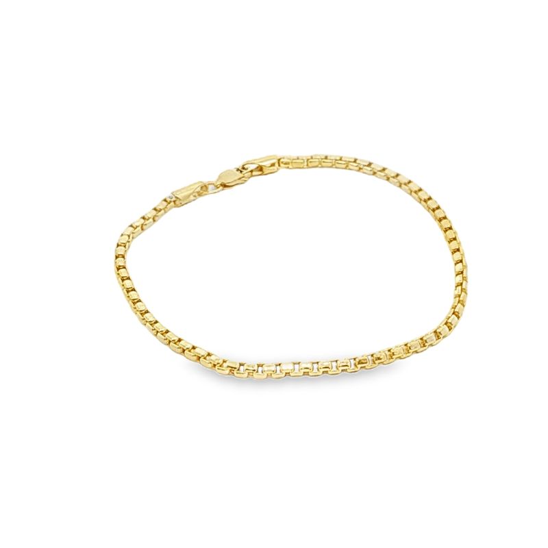 2.5mm Rounded Hollow Box Bracelet, 10kt Yellow