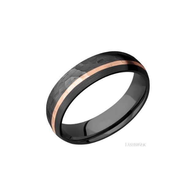 6mm Lashbrook Black Zirconium 14kt Rose Gold Inlay